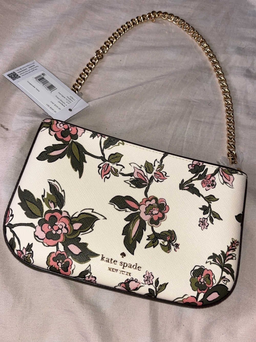 kate spade Ivory Floral Chain-Handle Wristlet